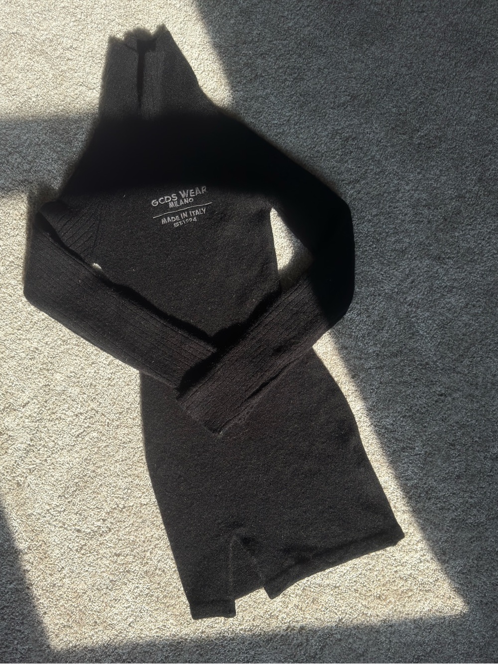 Black GCDS Ready to Wear Label Long-Sleeve Turtleneck Knit Dress